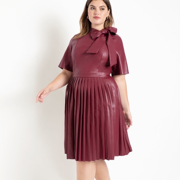 Eloquii Dresses & Skirts - ELOQUII Faux Leather Tie Neck Dress 16 NEW